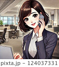 オフィスでスマホで話すビジネスウーマン 124037331