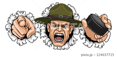 Drill Instructor Sergeant Ice Hockey Sports Mascot 124037715