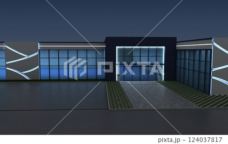3d render exterior mall, exterior visualization, 3D illustration 124037817