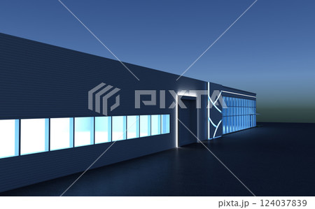 3d render exterior mall, exterior visualization, 3D illustration 124037839