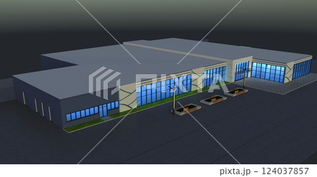 3d render exterior mall, exterior visualization, 3D illustration 124037857