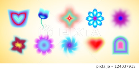 Shape blur effect with colorful y2k style elements 124037915