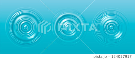 Water ripple circles top view Water ripple circles top view 124037917