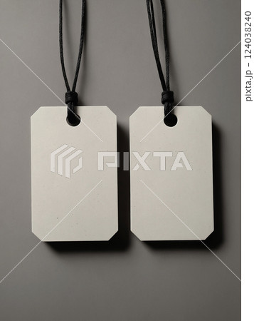 Blank empty mockup of tags label. couple paper tags or stickers 124038240