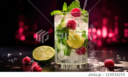 Vibrant Rum Mojito Perfect for Hot Summer Days 124038259