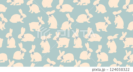 Baby Boy Bunnies Vector Seamless Pattern Blue Baby Boy Bunnies Vector Seamless Pattern Blue 124038322