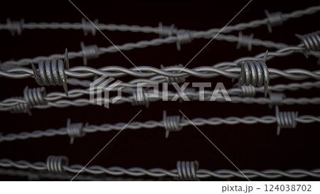 The Steel barbed wire for security or war concept 3d Rendering 124038702