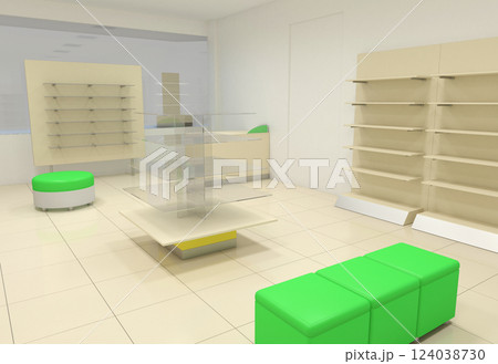 commercial premises, shop, interior visualization, 3D illustration 124038730