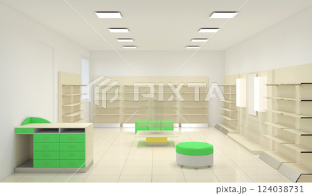 commercial premises, shop, interior visualization, 3D illustration 124038731