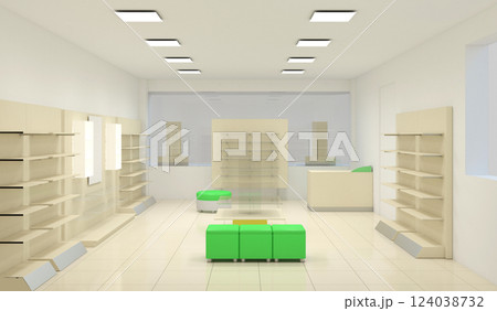 commercial premises, shop, interior visualization, 3D illustration 124038732