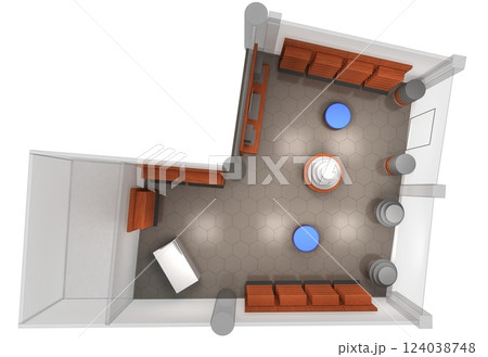 commercial premises, shop, interior visualization, 3D illustration 124038748