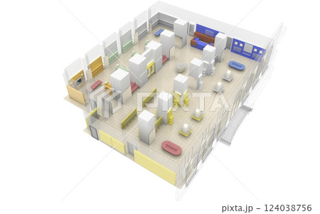 commercial premises, shop, interior visualization, 3D illustration commercial premises, shop, interior visualization, 3D illustration 124038756