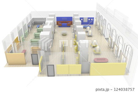 commercial premises, shop, interior visualization, 3D illustration 124038757