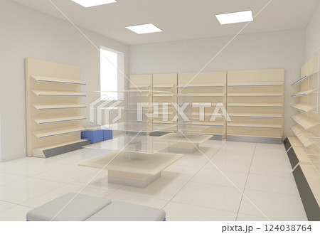 commercial premises, shop, interior visualization, 3D illustration 124038764