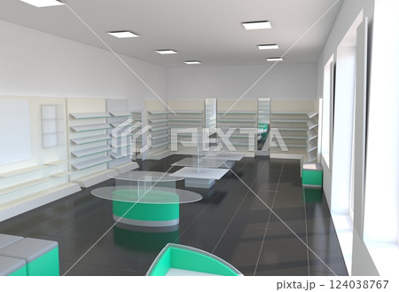 commercial premises, shop, interior visualization, 3D illustration 124038767