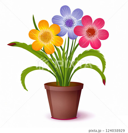 flowerpot with blooming flowers 124038929