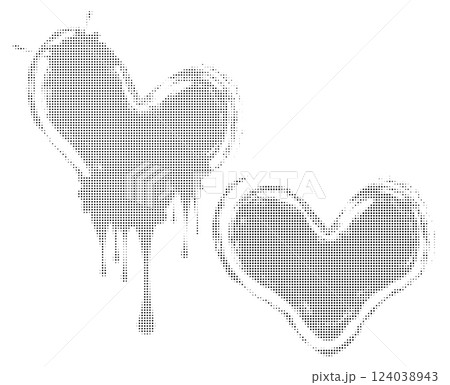 Black halftone doted hearts 124038943