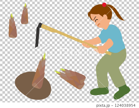 たけのこ掘りをする子どものイラスト04 124038954