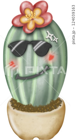 Cactus plants cute with hand drawn cartoon style, illustration set. 124039163