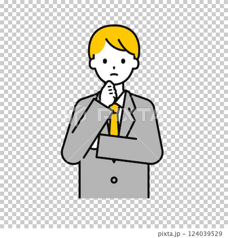 上半身のポーズ_シンプルな会社員の男性10 124039529