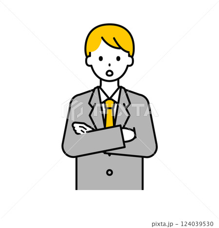 上半身のポーズ_シンプルな会社員の男性11 上半身のポーズ_シンプルな会社員の男性11 124039530