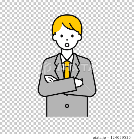 上半身のポーズ_シンプルな会社員の男性11 上半身のポーズ_シンプルな会社員の男性11 124039530
