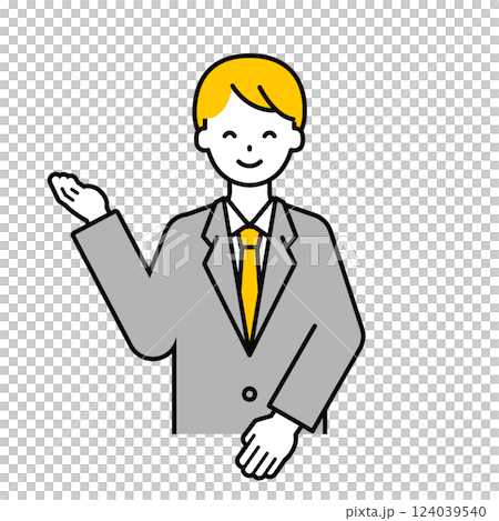 上半身のポーズ_シンプルな会社員の男性20 上半身のポーズ_シンプルな会社員の男性20 124039540