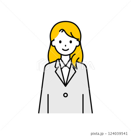 上半身のポーズ_シンプルな会社員の女性01 124039541
