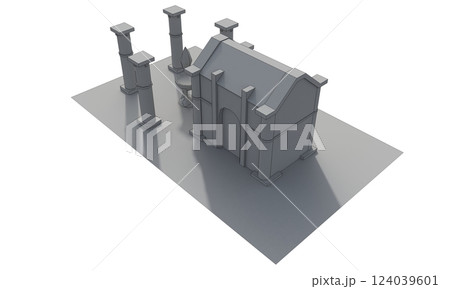 ancient house, medieval building, 3d visualization, illustration ancient house, medieval building, 3d visualization, illustration 124039601