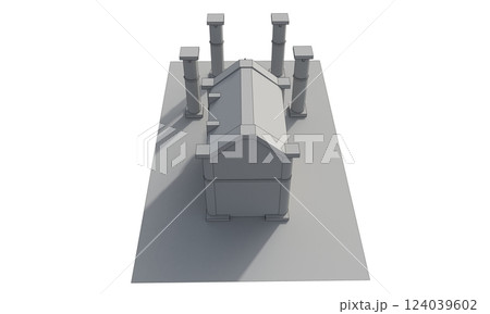 ancient house, medieval building, 3d visualization, illustration 124039602