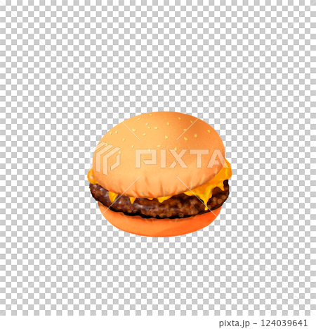 リアルな手描き風チーズバーガー リアルな手描き風チーズバーガー 124039641
