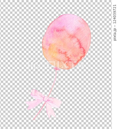 水彩で描いたピンクの風船のイラスト 124039721