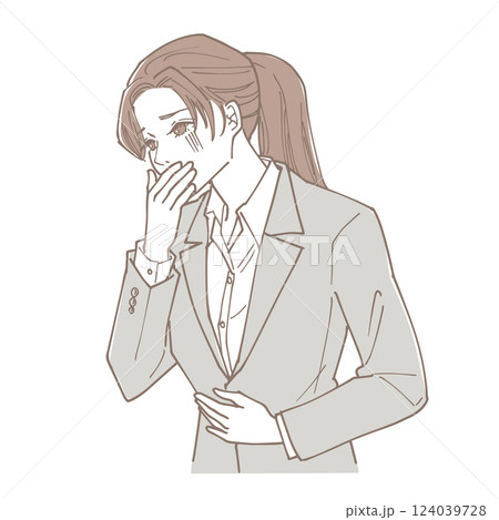 気持ち悪そうにしている女性　吐きそうな女性 124039728
