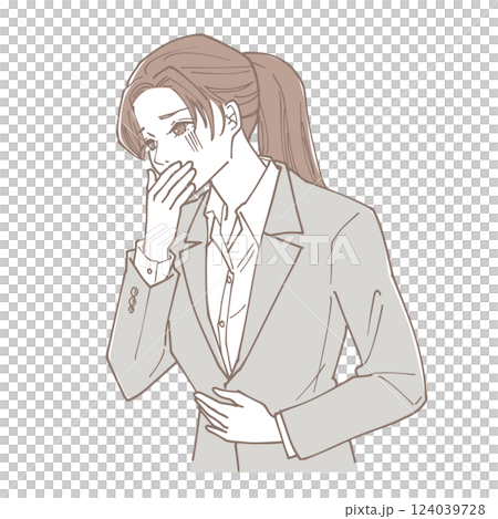 気持ち悪そうにしている女性　吐きそうな女性 124039728