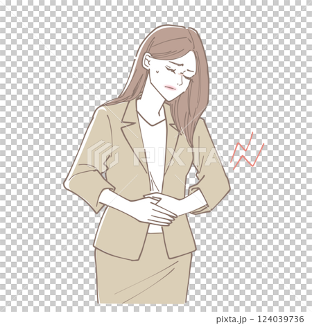 A business woman with a stomach ache 124039736