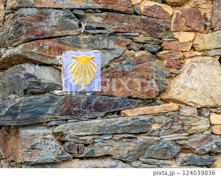 Road sign of Camino de Santiago 124039836