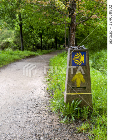 Road sign of Camino de Santiago 124039902