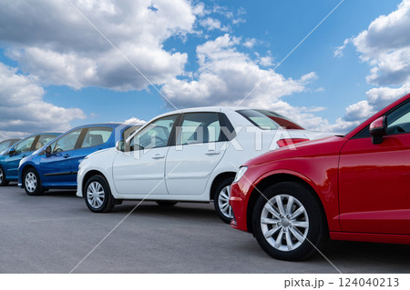 A lot of cars in a rows. Used car sales A lot of cars in a rows. Used car sales 124040213