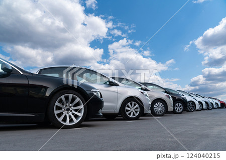 A lot of cars in a rows. Used car sales A lot of cars in a rows. Used car sales 124040215
