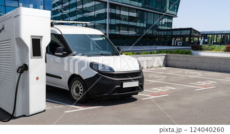 Electric delivery van with electric vehicles charging station 124040260