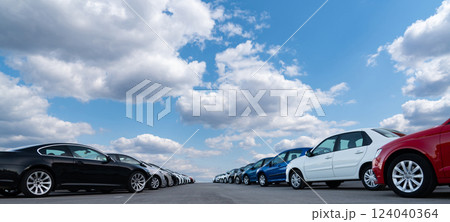 A lot of cars in a rows. Used car sales A lot of cars in a rows. Used car sales 124040364