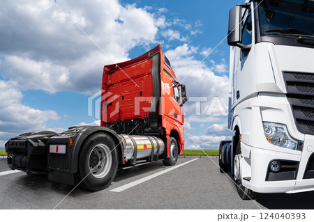 Semi trucks with tanks for compressed natural gas (CNG) Semi trucks with tanks for compressed natural gas (CNG) 124040393