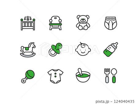 赤ちゃんの必需品アイコンセット 赤ちゃんの必需品アイコンセット 124040435