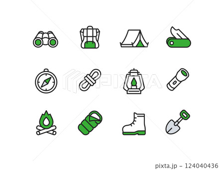 キャンプ用品アイコンセット 124040436