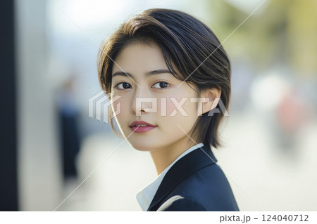 街角で働くキャリアウーマン「AI生成画像」 街角で働くキャリアウーマン「AI生成画像」 124040712