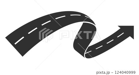 Flat Simple 3D Abstract Asphalt Road Or Winding Way Arrow Vector Illustration Element 124040999