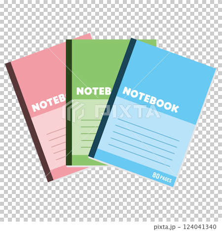 Three different colored notebooks 124041340
