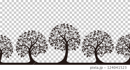 Seamless trees vector silhouette illustration with text space Seamless trees vector silhouette illustration with text space 124041523