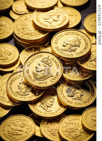 黄金に輝く金貨 124041524