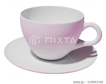 Elegant pale pink teacup and saucer set, subtly ombre shaded.  Perfect for websites, blogs, or advertisements promoting cafes, tea brands, or a peaceful, relaxing lifestyle. 124041592